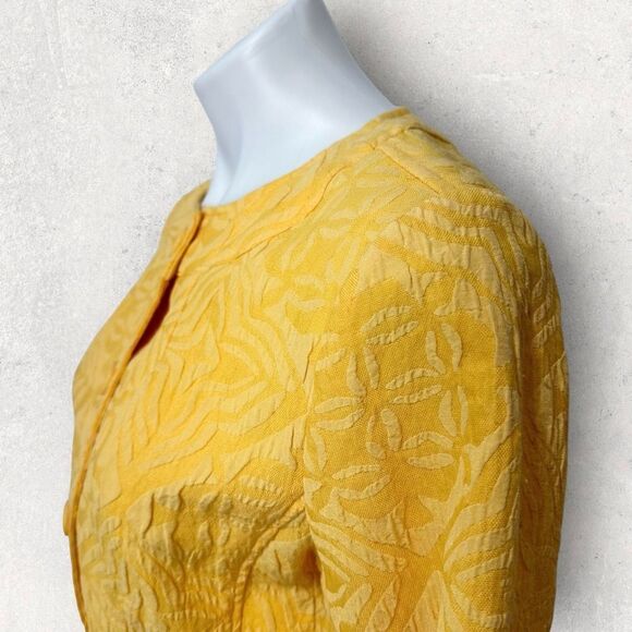 Coldwater Creek Jacquard Jacket Button Front Melon Orange-Yellow Size 8P - Picture 3 of 10